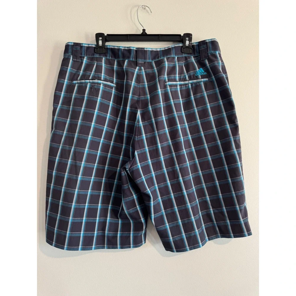 Adidas Golf Plaid Performance Shorts Mens 38 Navy Blue Teal athletic‎